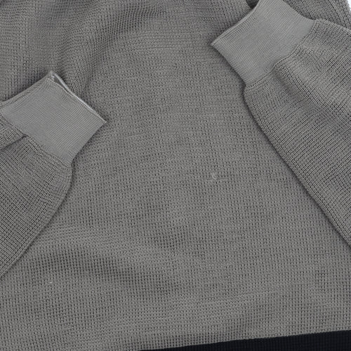 boohooMAN Men's Grey Waffle-Knit Jumper L