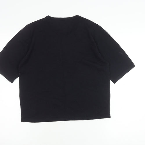 Marks and Spencer Women's Black Floral Knit Top Size 16