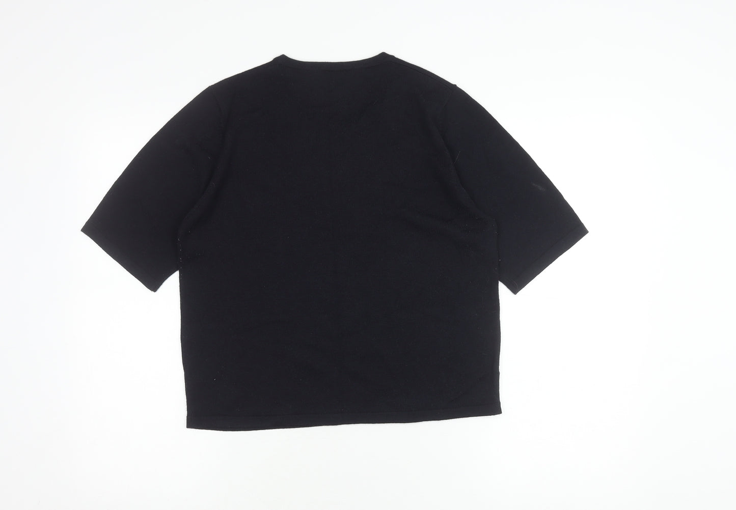 Marks and Spencer Women's Black Floral Knit Top Size 16