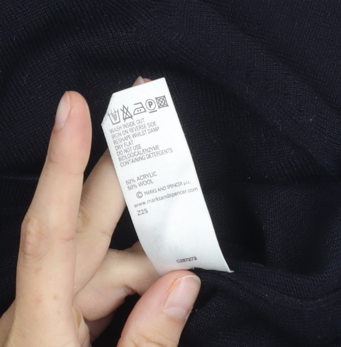 Marks and Spencer Women's Black Floral Knit Top Size 16