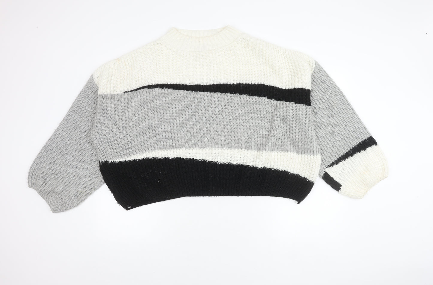 Topshop Women's XL Striped Jumper in Black, Grey, White