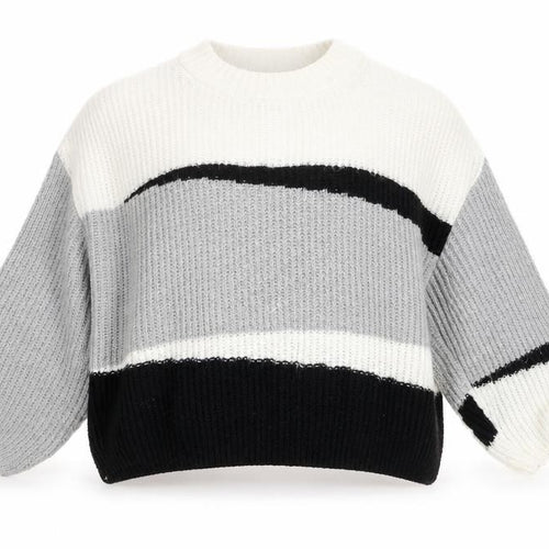 Topshop Women's XL Striped Jumper in Black, Grey, White