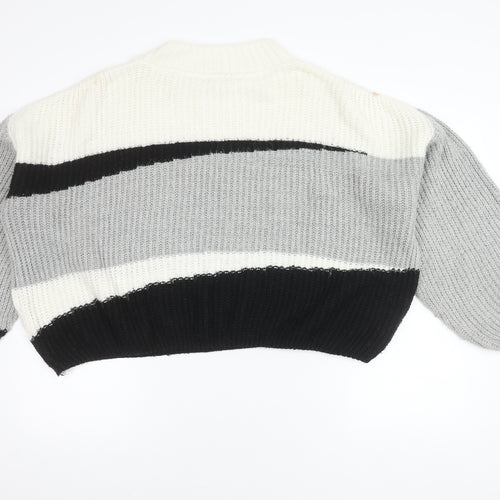 Topshop Women's XL Striped Jumper in Black, Grey, White