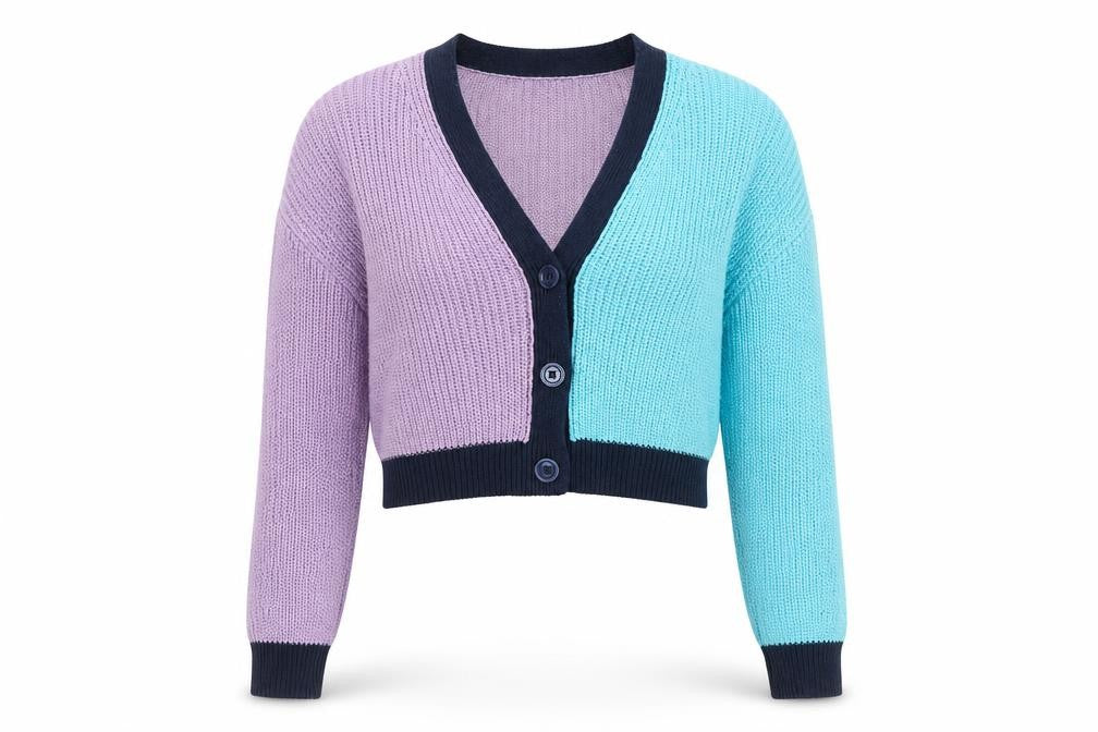 Front view of Isabella D. Women's Multicoloured Cardigan S V-Neck