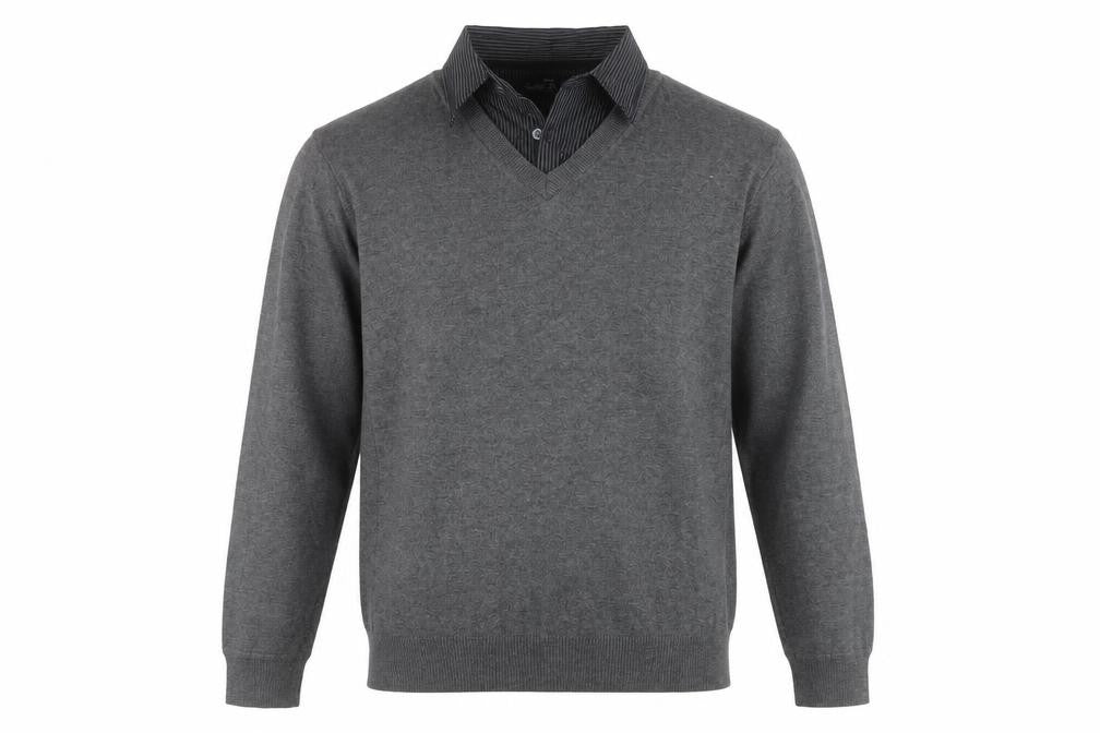 Front view of Next Men's Grey V-Neck jumper L