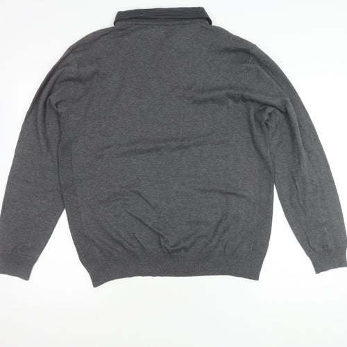 Next Men's Grey V-Neck Pullover Jumper L