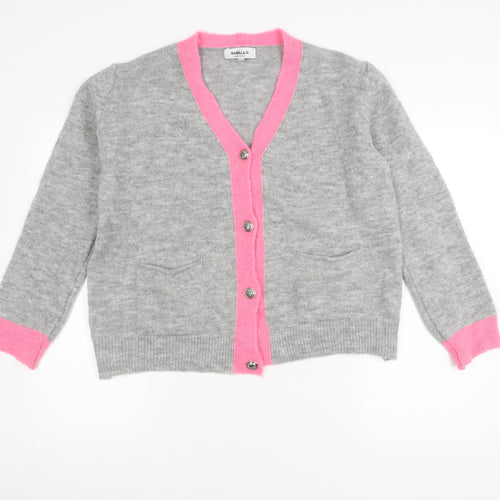 Isabella D. Women's Grey Cardigan, S, V-Neck, Casual