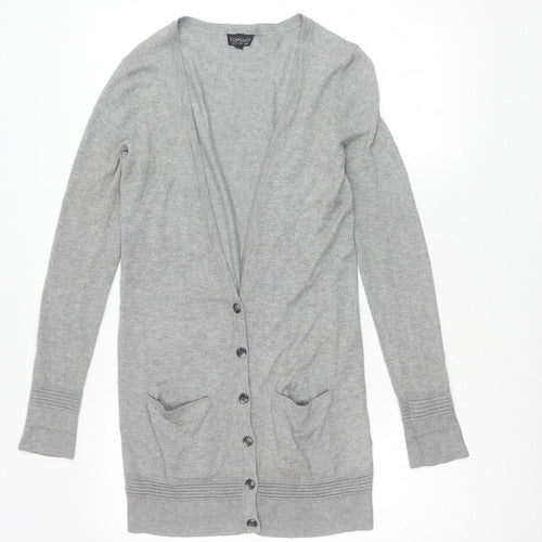 Topshop Women's Grey Cardigan, Size 8, Button Knit