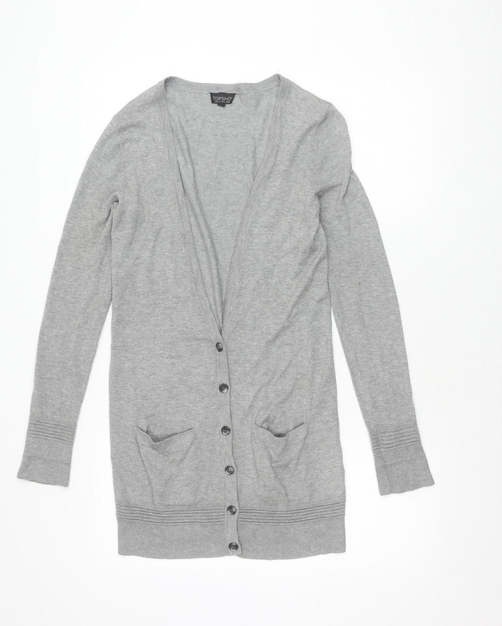 Topshop Women's Grey Cardigan, Size 8, Button Knit