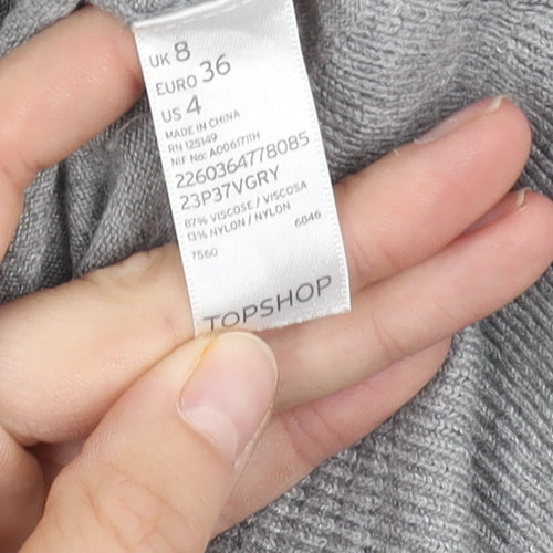 Topshop Women's Grey Cardigan, Size 8, Button Knit