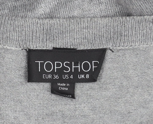 Topshop Women's Grey Cardigan, Size 8, Button Knit