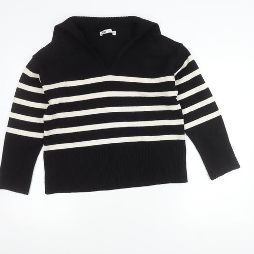 Zara Women's Black Striped Pullover Jumper XS
