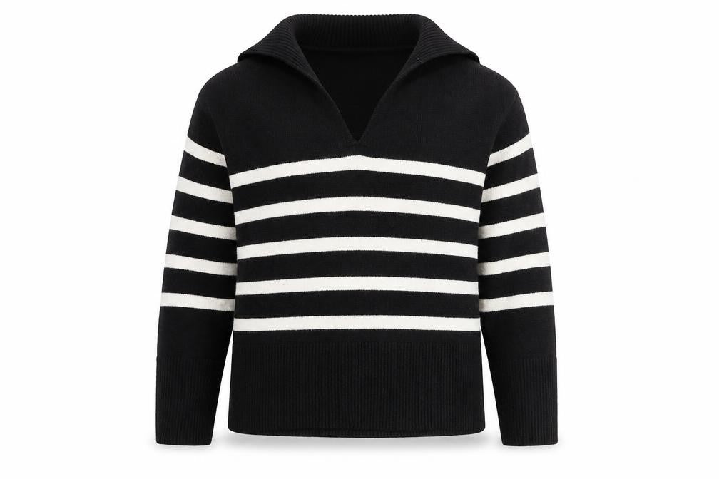 Front view of Zara Women's Black Striped jumper XS