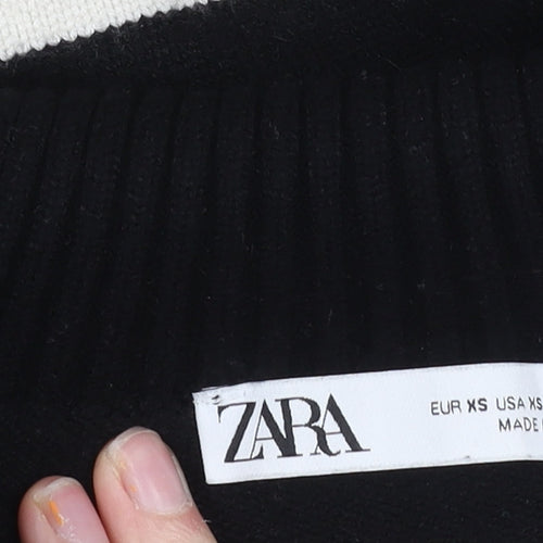 Zara Women's Black Striped Pullover Jumper XS