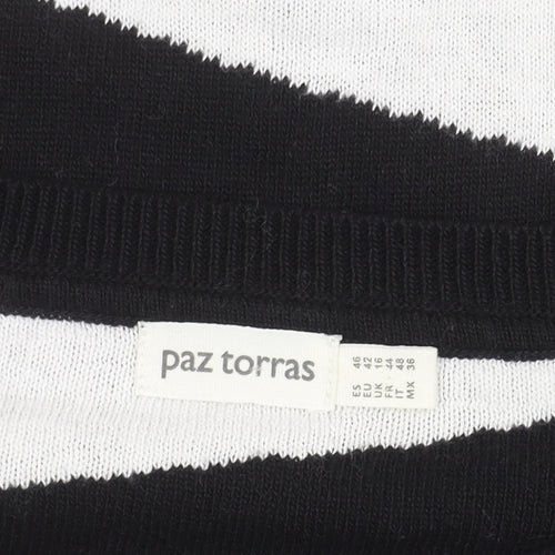 paz torras Men's Black Striped Pullover Jumper M