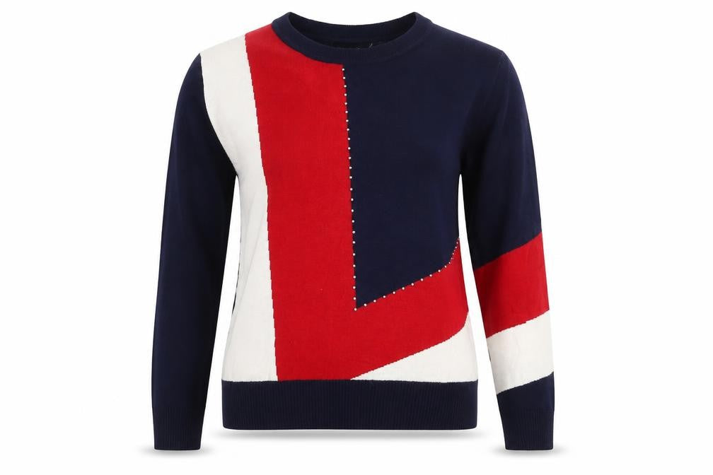 Front view of Paramour Women's Multicoloured Geometric jumper, size S