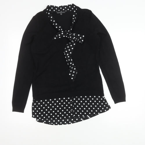 Adrianna Papell Women's Black Bow Polka Dot Jumper XS