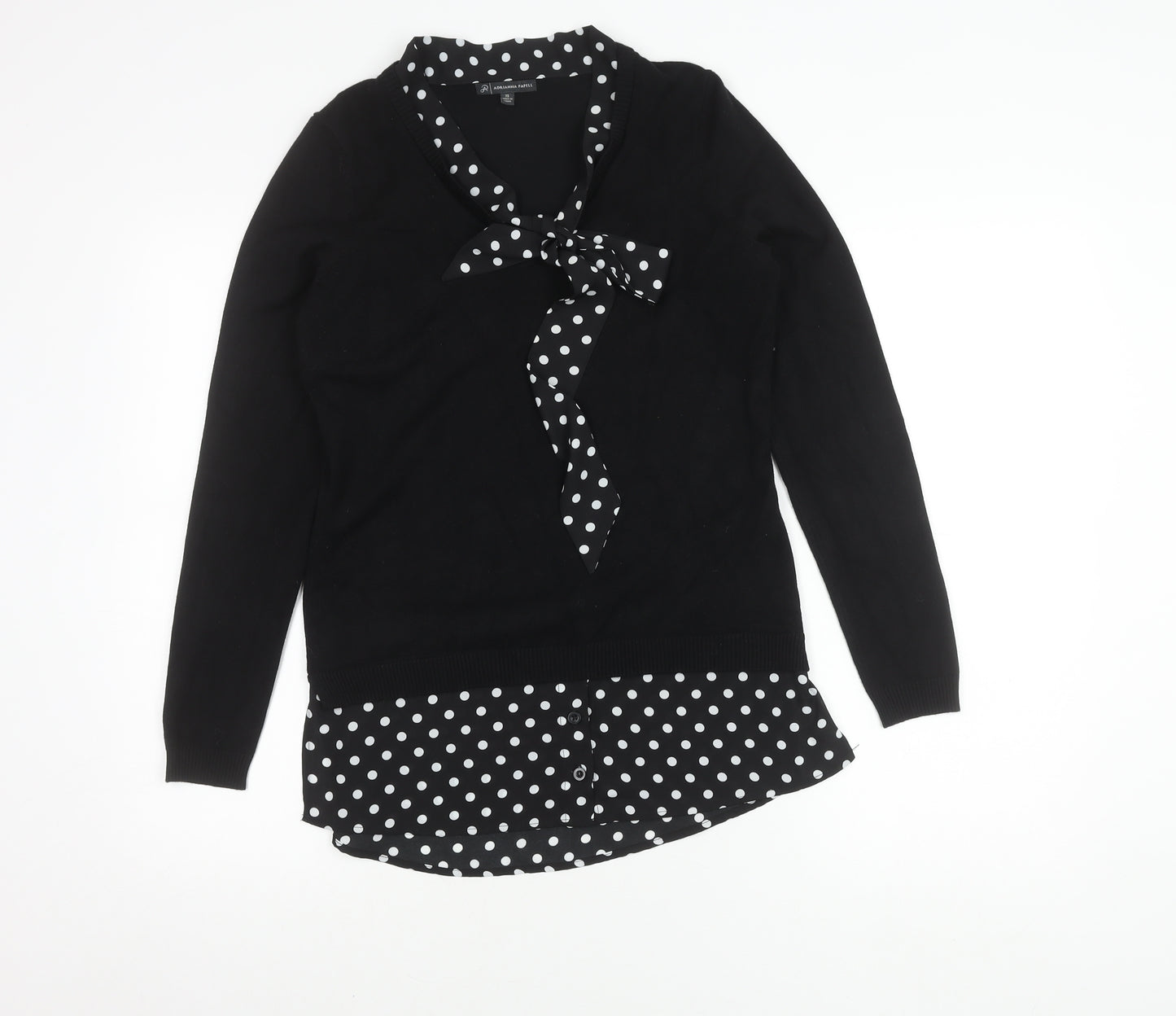 Adrianna Papell Women's Black Bow Polka Dot Jumper XS