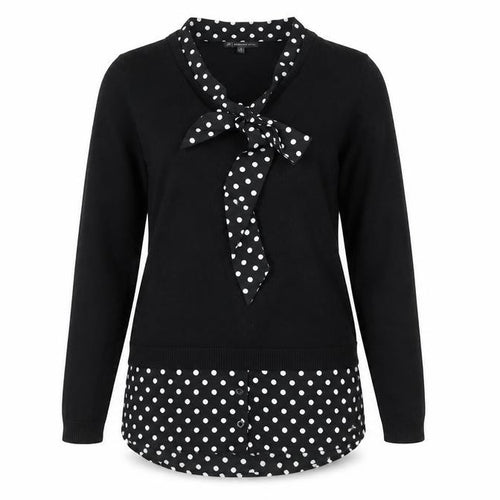Adrianna Papell Women's Black Bow Polka Dot Jumper XS