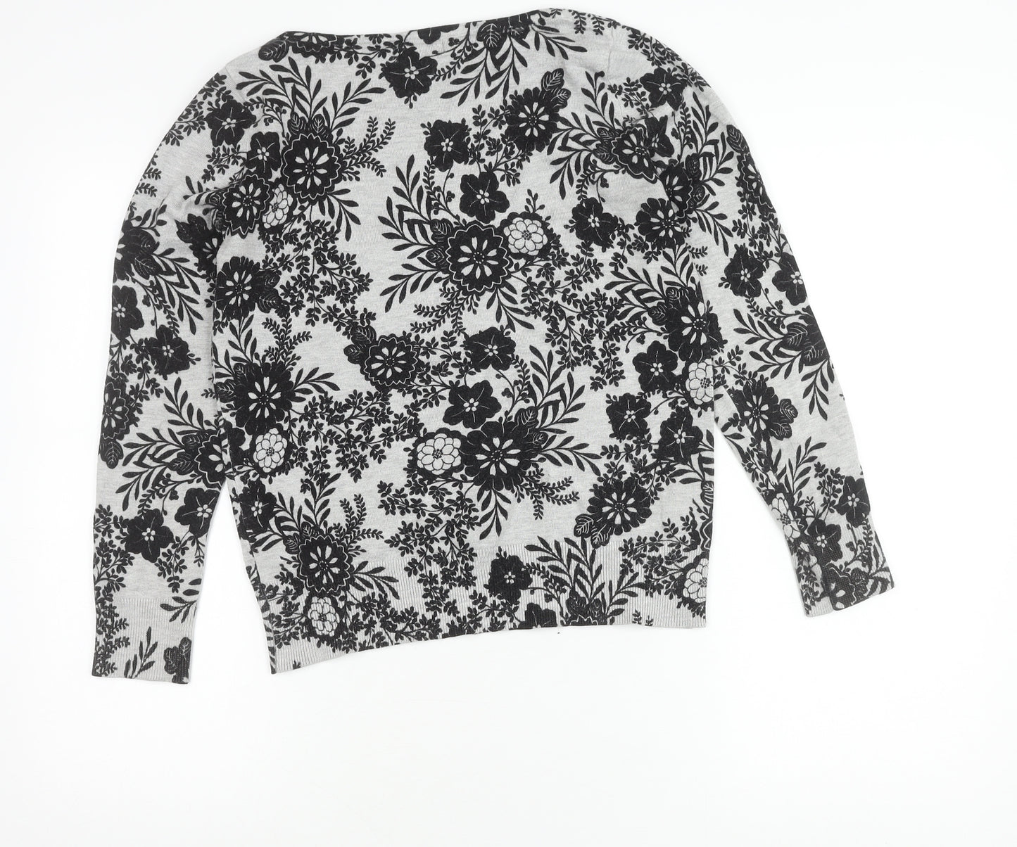 M&Co Women's Grey Floral Pullover Jumper Size 12