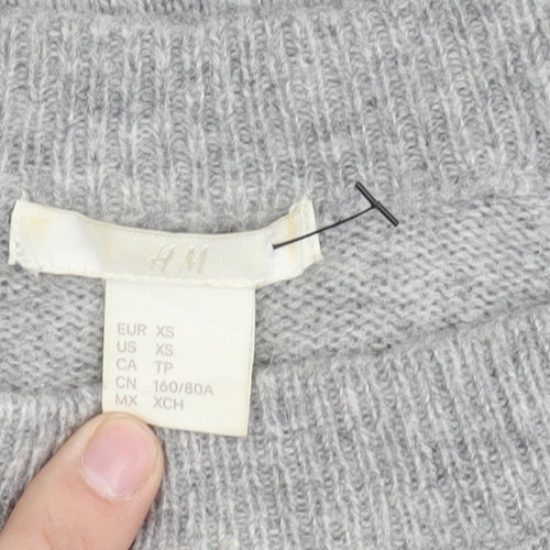 H&M Women's Grey XS Pullover Jumper Sequin Heart