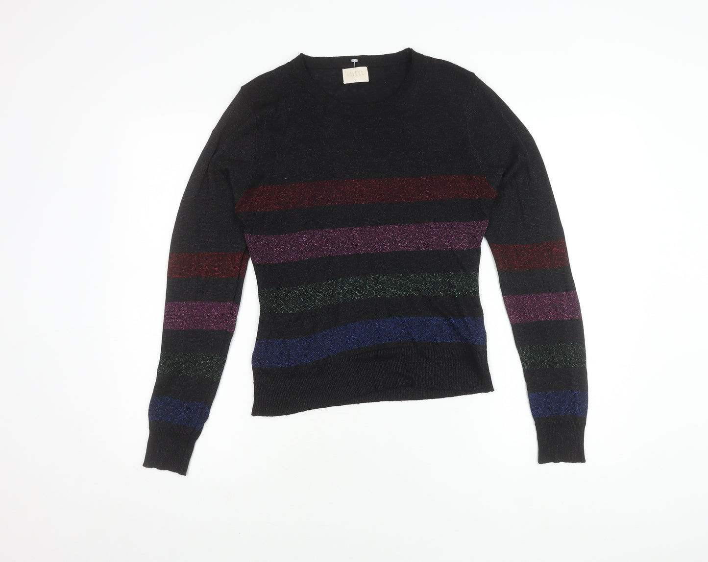 Lauren Taylor Women's Black Striped Pullover Jumper, L