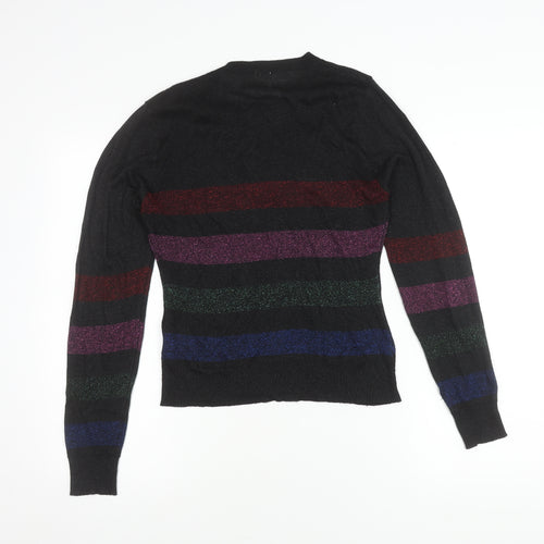 Lauren Taylor Women's Black Striped Pullover Jumper, L