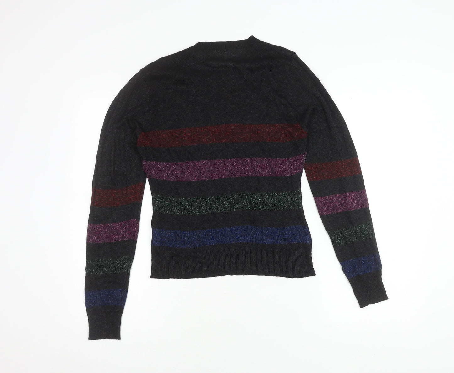 Lauren Taylor Women's Black Striped Pullover Jumper, L