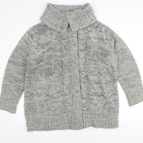 M&Co. Women's Grey Chunky-Knit Cardigan, Size L