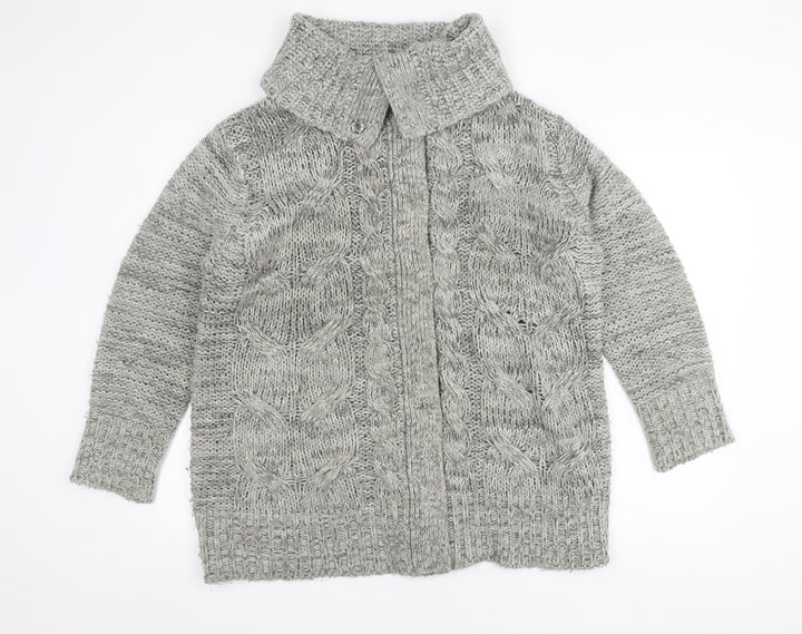M&Co. Women's Grey Chunky-Knit Cardigan, Size L