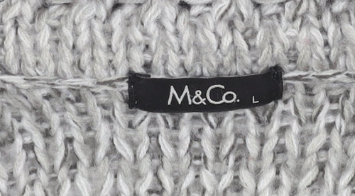 M&Co. Women's Grey Chunky-Knit Cardigan, Size L