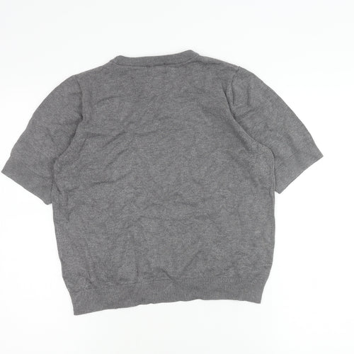 H&M Women's Grey Crew Neck Short Sleeve Knit Top Size 12