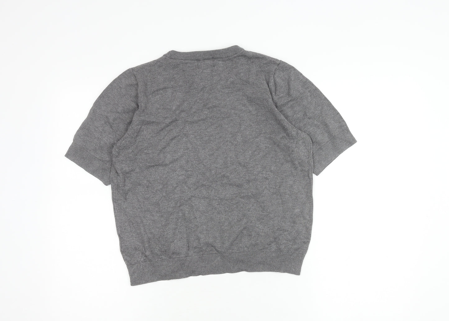 H&M Women's Grey Crew Neck Short Sleeve Knit Top Size 12