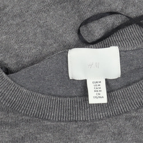 H&M Women's Grey Crew Neck Short Sleeve Knit Top Size 12