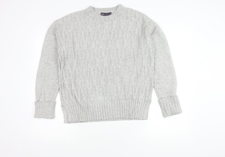 Marks and Spencer Women's Grey Cable-Knit Jumper M