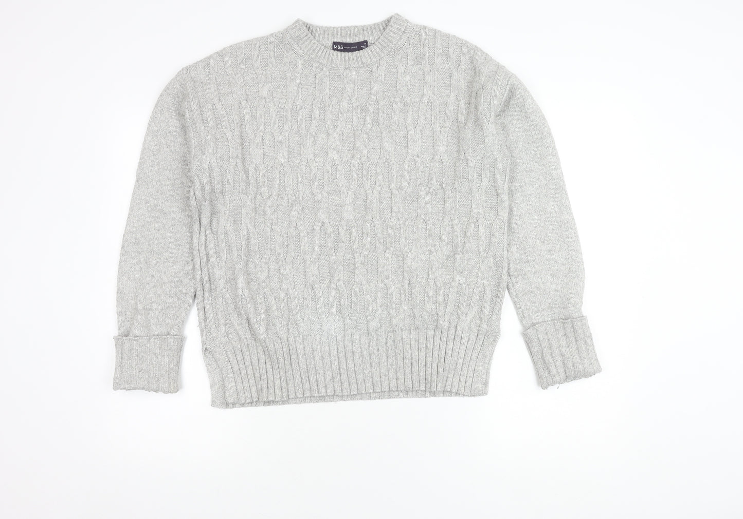 Marks and Spencer Women's Grey Cable-Knit Jumper M