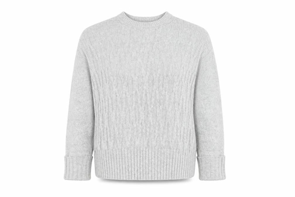 Front view of Marks & Spencer Women's Grey Cable-Knit Jumper M
