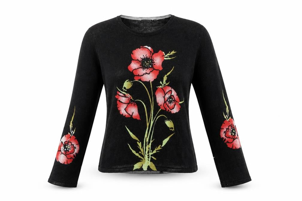 Front view of Janique Women's Black Floral jumper M