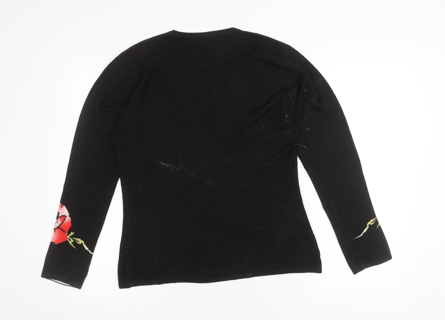 Janique Women's Black Floral Pullover Jumper M