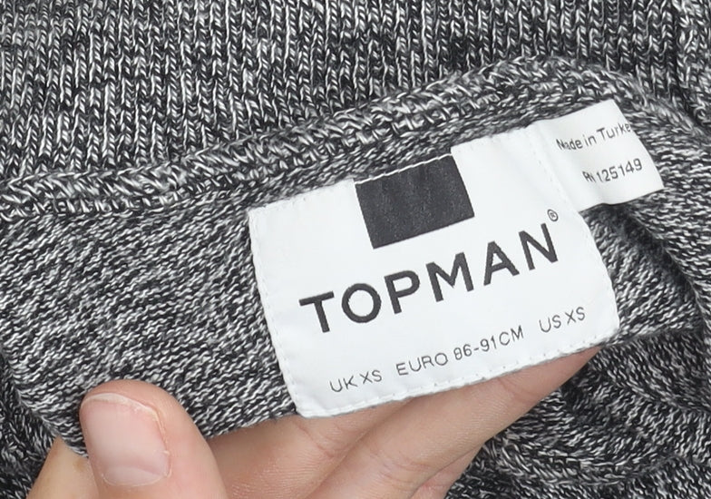 Topman Unisex Grey Roll Neck Jumper XS