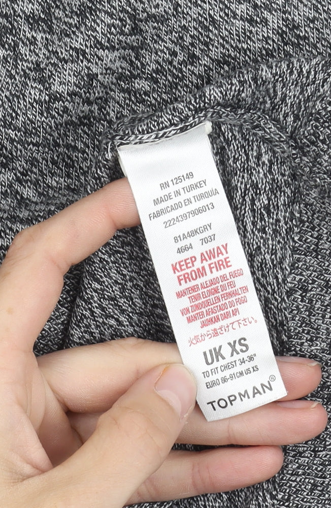 Topman Unisex Grey Roll Neck Jumper XS