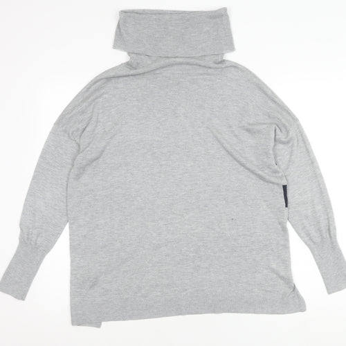 Oasis Women's Grey Striped Roll Neck Pullover Jumper, Size S