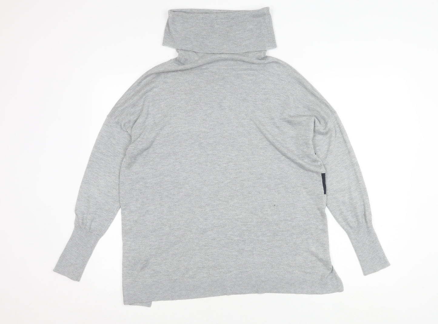 Oasis Women's Grey Striped Roll Neck Pullover Jumper, Size S