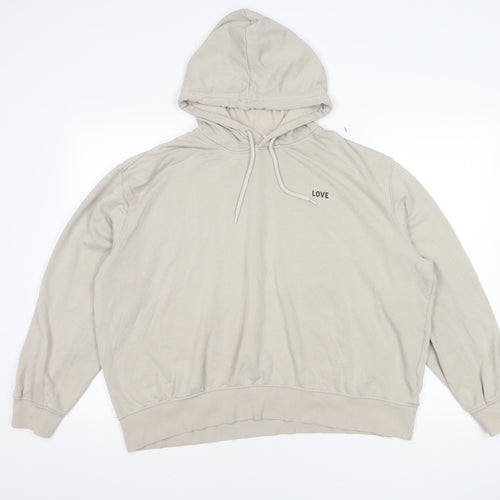 H&M Women's Beige XL Hoodie, Pullover, Casual, Logo Accent