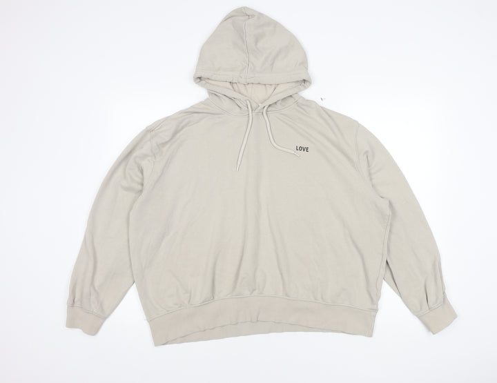 H&M Women's Beige XL Hoodie, Pullover, Casual, Logo Accent