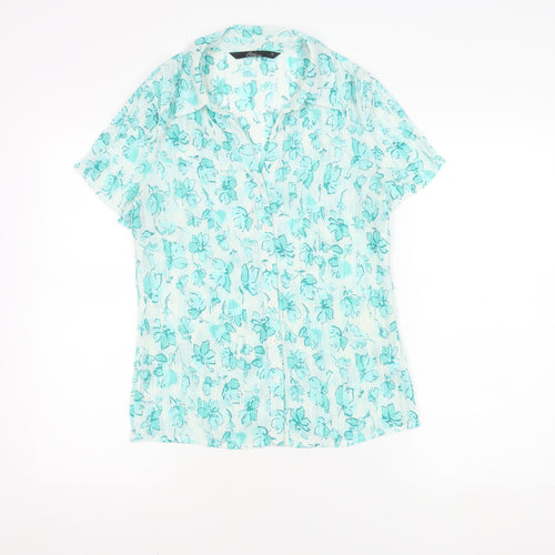 Bm Collection Women's Blue Floral Blouse - Size 12