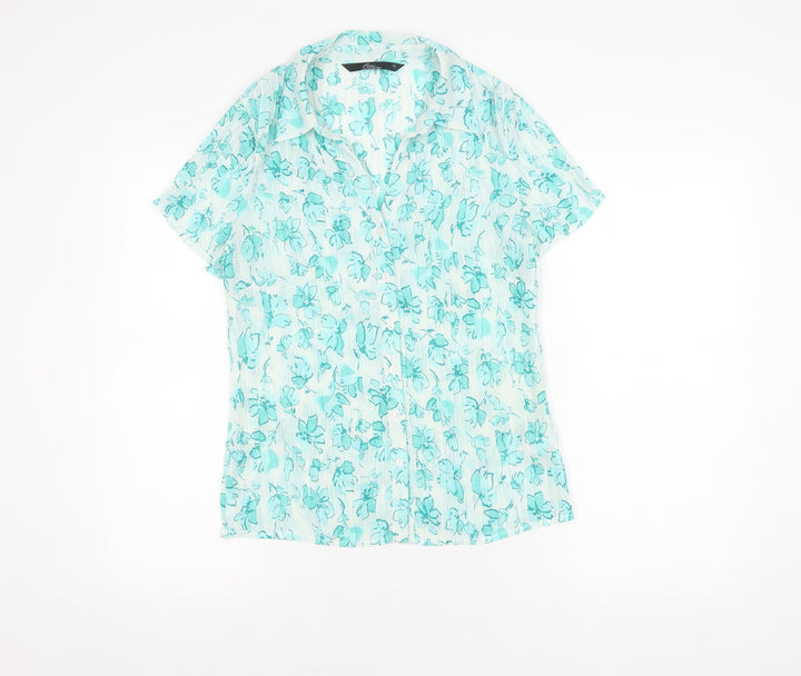 Bm Collection Women's Blue Floral Blouse - Size 12