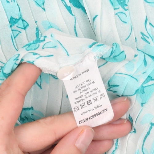 Bm Collection Women's Blue Floral Blouse - Size 12