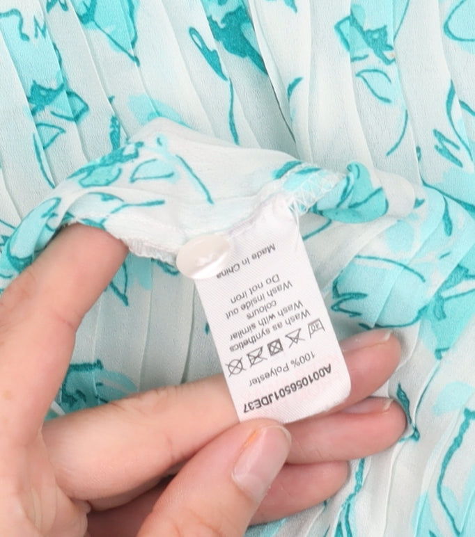 Bm Collection Women's Blue Floral Blouse - Size 12