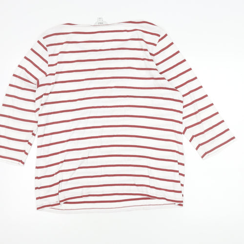 Marks and Spencer Women's Red Striped T-Shirt Size 18